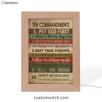 Ten Commandments - Christian Night Light - Bible Verse Decor - Scripture Art