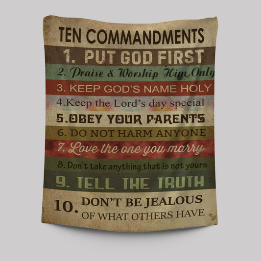Ten Commandments - Christian Tapestries Prints - Bible Verse Wall Decor - Scripture Wall Art