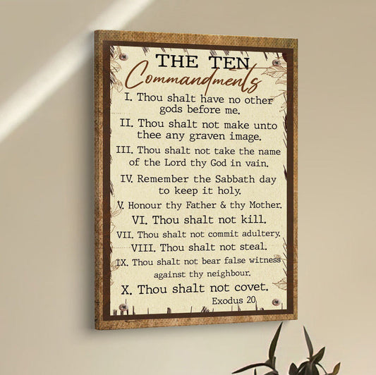 Ten Commandments Canvas Prints - Christian Wall Decor - Scripture Wall Art