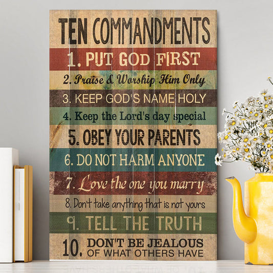 Ten Commandments Canvas Wall Art - Christian Canvas Wall Art Decor