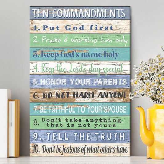 Ten Commandments Canvas Wall Decor 1 - Christian Canvas Wall Art Decor