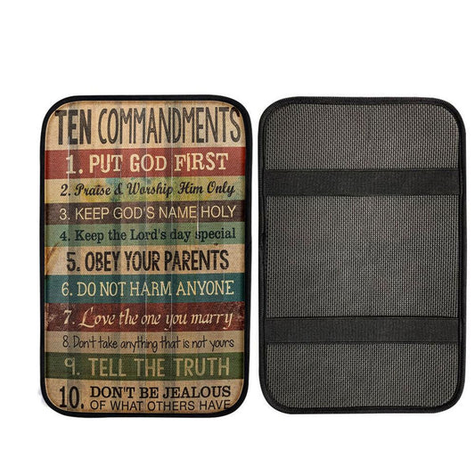 Ten Commandments Car Center Console Cover, Bible Car Armrest Pad, Bible Verse Car Interior Accessories