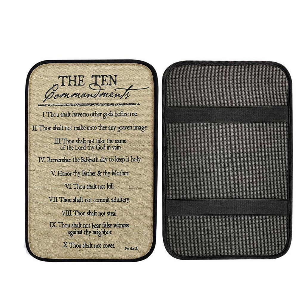 Ten Commandments Car Center Console Cover, Christian Car Armrest Pad, Religious Car Interior Accessories