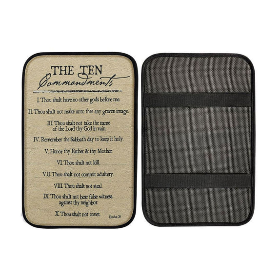 Ten Commandments Car Center Console Cover, Christian Car Armrest Pad, Religious Car Interior Accessories