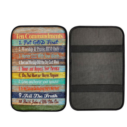 Ten Commandments Car Center Console Cover, Religious, Bible Verse Car Interior Accessories