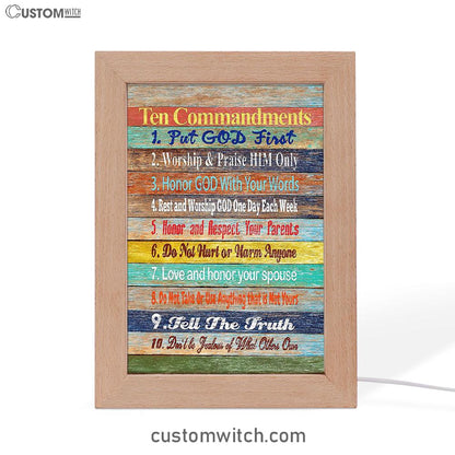 Ten Commandments Frame Lamp Decor - Christian Night Light Decor