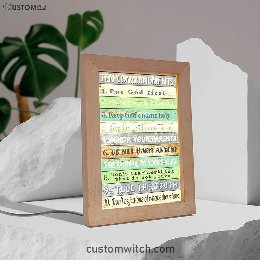 Ten Commandments Frame Lamp Decor 1 - Christian Night Light Decor