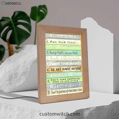 Ten Commandments Frame Lamp Decor 1 - Christian Night Light Decor