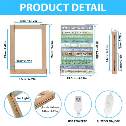 Ten Commandments Frame Lamp Decor 1 - Christian Night Light Decor