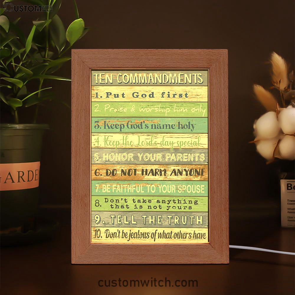 Ten Commandments Frame Lamp Decor 1 - Christian Night Light Decor