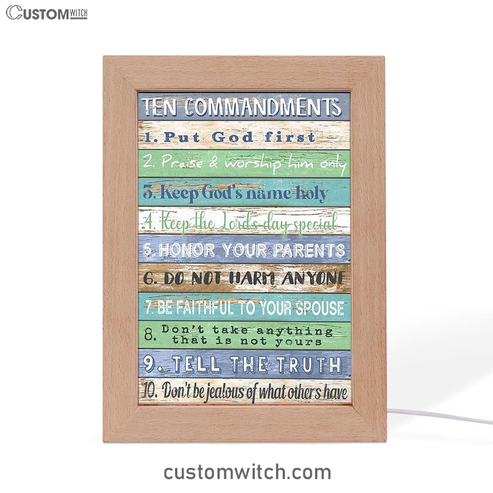 Ten Commandments Frame Lamp Decor 1 - Christian Night Light Decor
