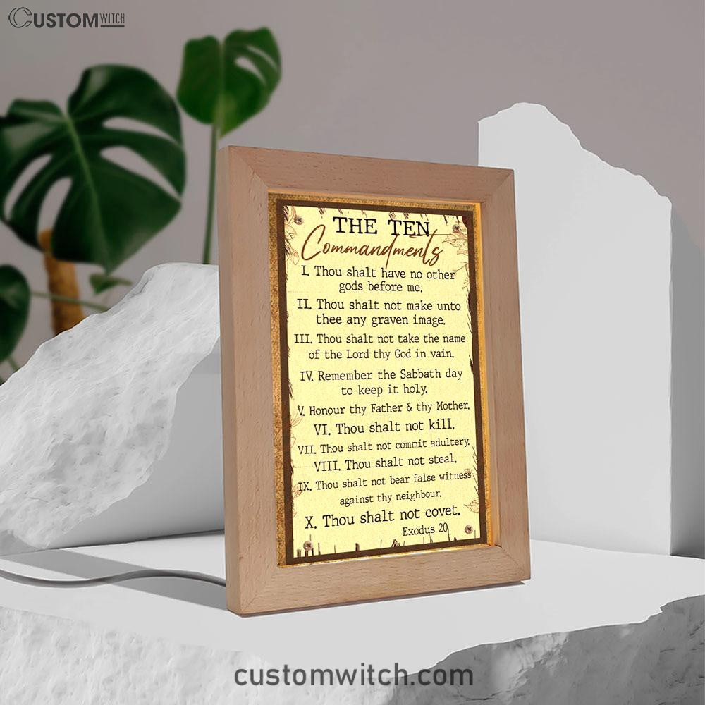 Ten Commandments Frame Lamp Prints - Christian Decor - Scripture Art