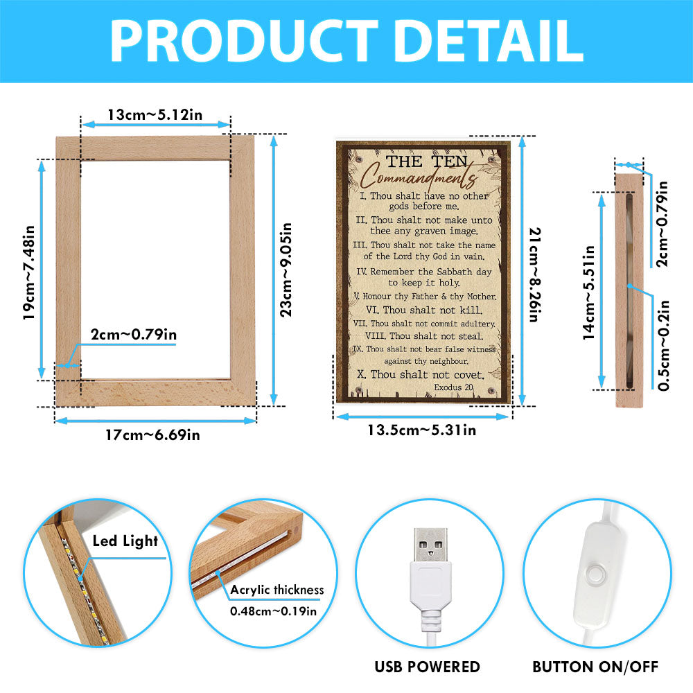Ten Commandments Frame Lamp Prints - Christian Decor - Scripture Art