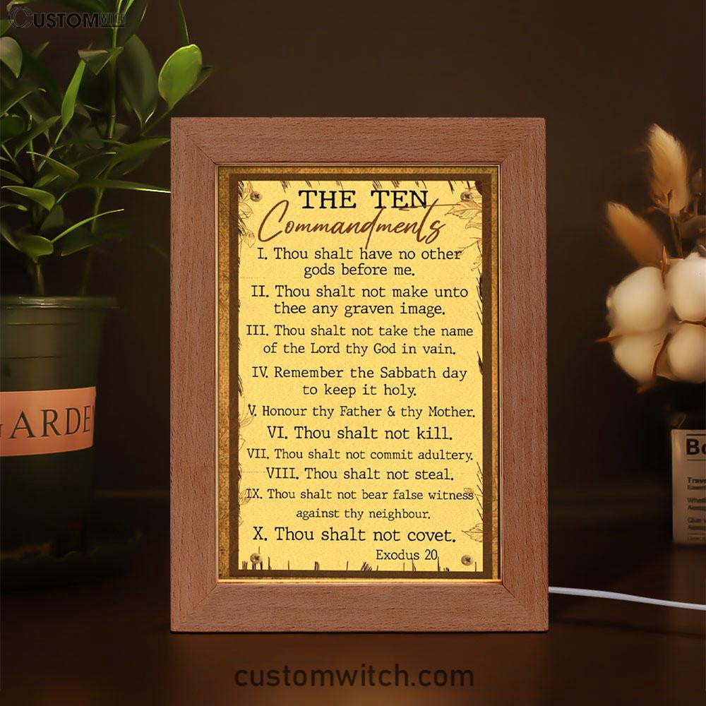 Ten Commandments Frame Lamp Prints - Christian Decor - Scripture Art