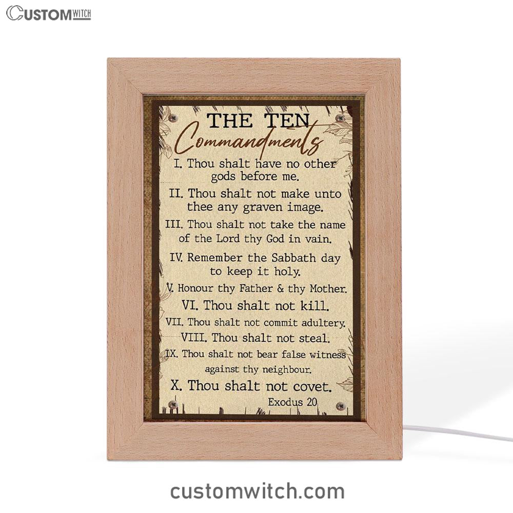 Ten Commandments Frame Lamp Prints - Christian Decor - Scripture Art
