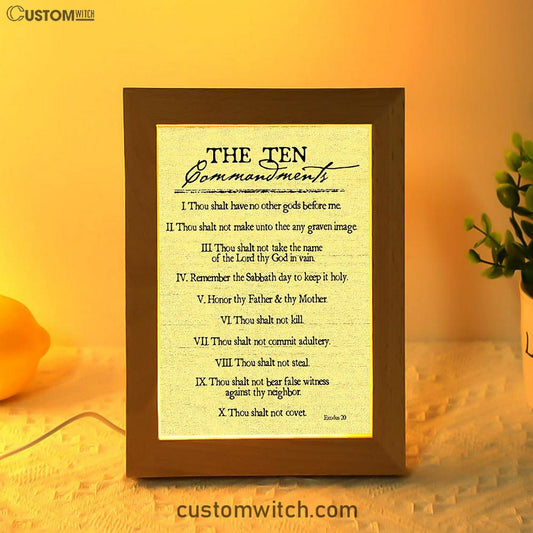Ten Commandments Frame Lamp Prints - Christian Night Light Decor