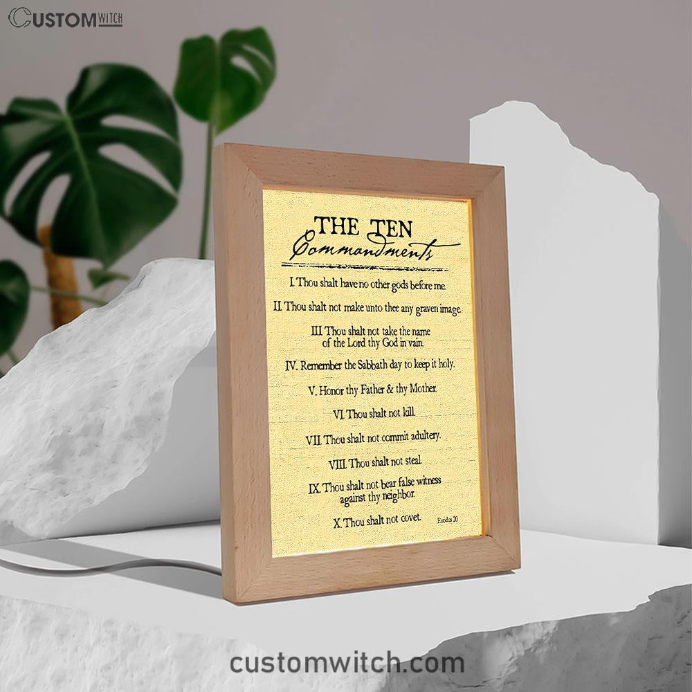 Ten Commandments Frame Lamp Prints - Christian Night Light Decor
