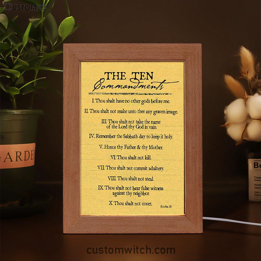 Ten Commandments Frame Lamp Prints - Christian Night Light Decor