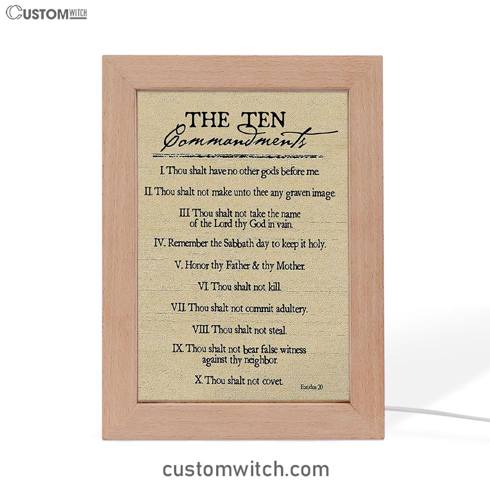 Ten Commandments Frame Lamp Prints - Christian Night Light Decor