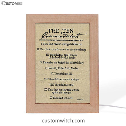 Ten Commandments Frame Lamp Prints - Christian Night Light Decor