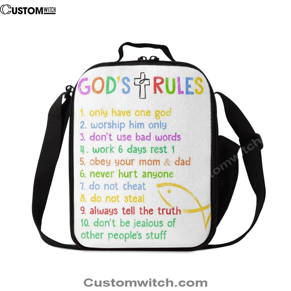 Ten Commandments Lunch Bag For Men And Women For Kids - Gods Rules Lunch Bag - Kids Lunch Bag, Spiritual Christian Lunch Box For School, Work