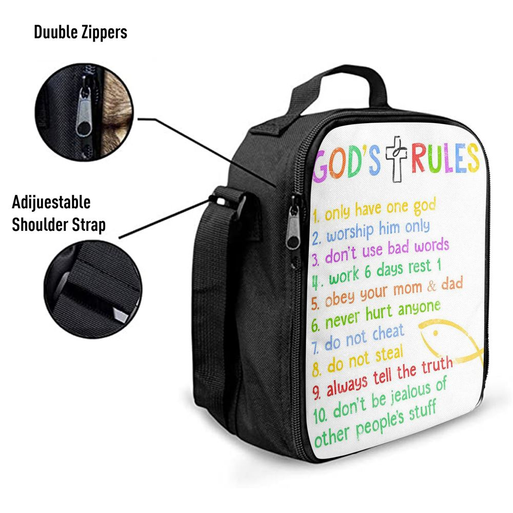 Ten Commandments Lunch Bag For Men And Women For Kids - Gods Rules Lunch Bag - Kids Lunch Bag, Spiritual Christian Lunch Box For School, Work