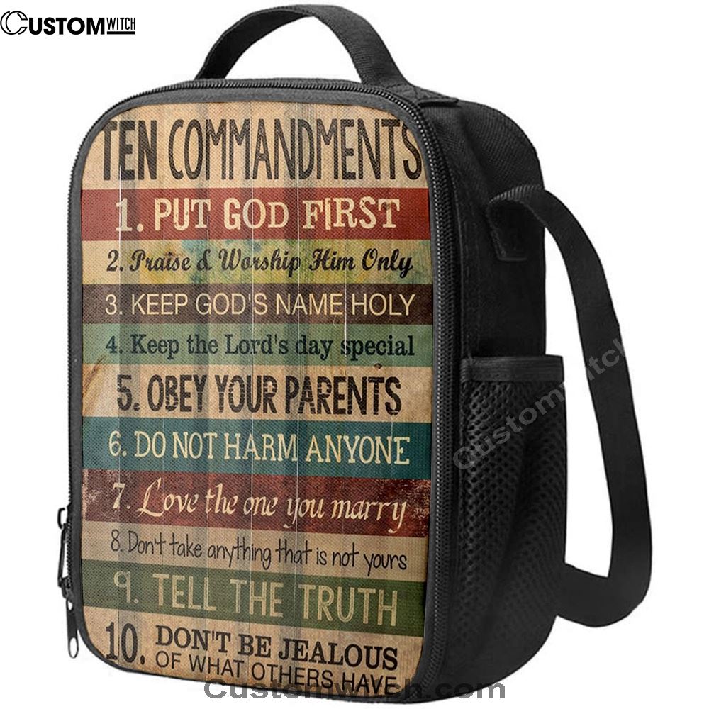 Ten Commandments Lunch Bag For Men And Women, Spiritual Christian Lunch Box For School, Work