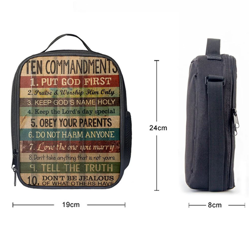 Ten Commandments Lunch Bag For Men And Women, Spiritual Christian Lunch Box For School, Work