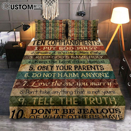 Ten Commandments Quilt Bedding Set Bedroom - Christian Quilt Bedding Set Bedroom Decor
