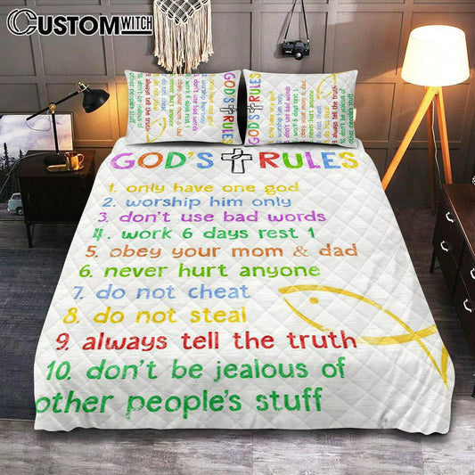 Ten Commandments Quilt Bedding Set Bedroom For Kids - Gods Rules Cover Twin Bedding Decor - Kids Bedroom