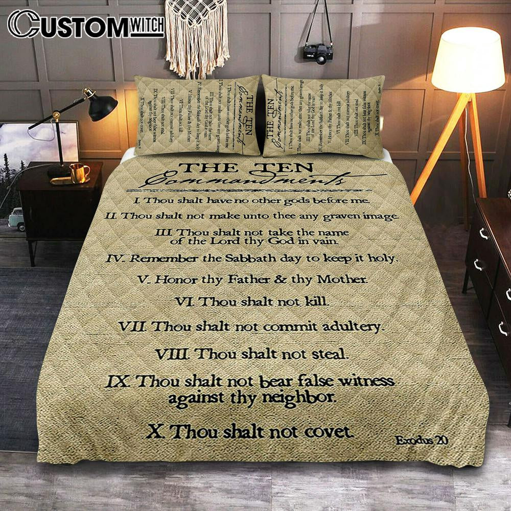 Ten Commandments Quilt Bedding Set Prints - Christian Quilt Bedding Set Bedroom Decor