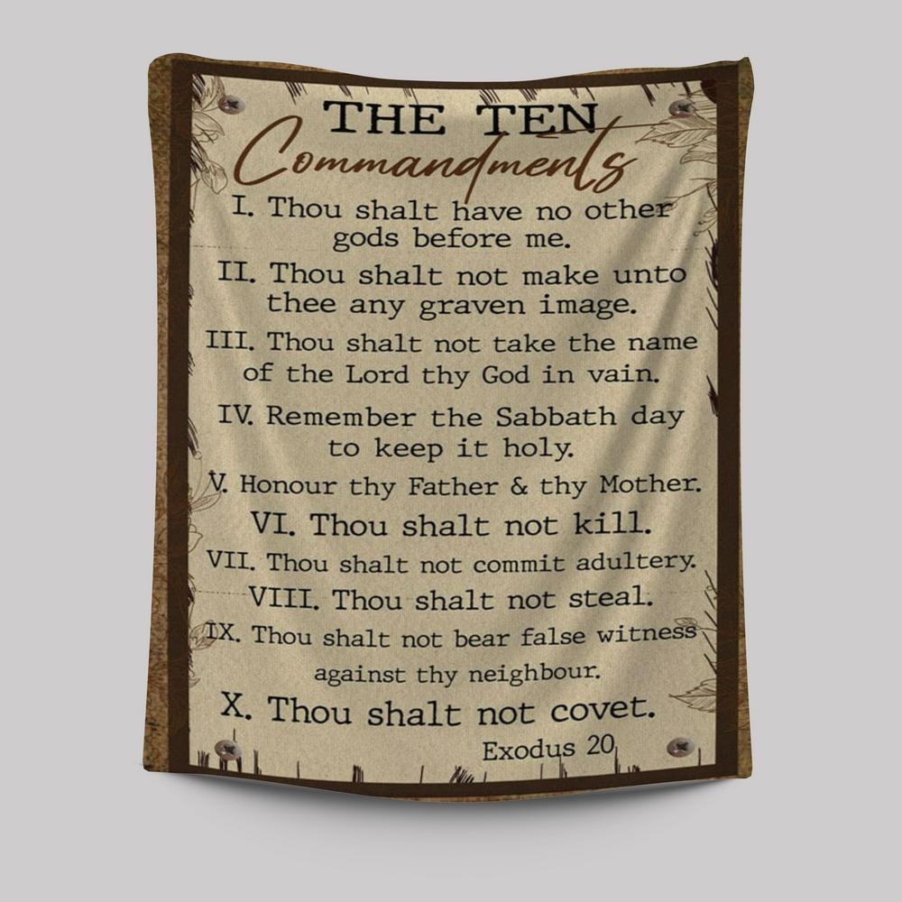 Ten Commandments Tapestry Prints - Christian Wall Decor - Scripture Wall Art