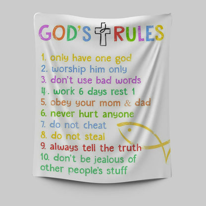 Ten Commandments Tapestry Wall Art For Kids - Gods Rules Wall Decor - Kids Wall Art