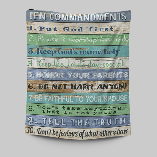 Ten Commandments Tapestry Wall Decor 1 - Christian Tapestries Wall Art Decor
