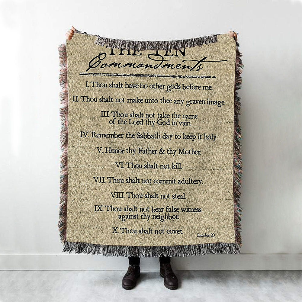 Ten Commandments Woven Blanket Prints - Christian Woven Throw Blanket Decor