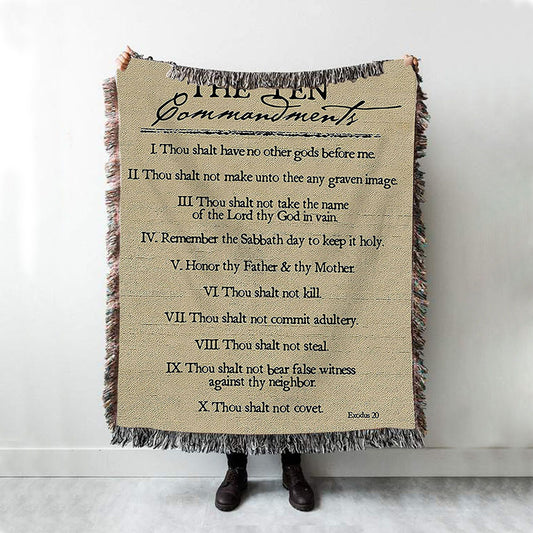 Ten Commandments Woven Blanket Prints - Christian Woven Throw Blanket Decor