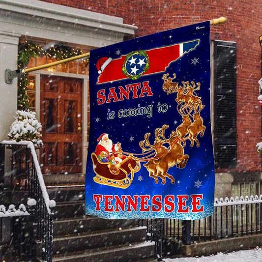 Tennessee Christmas Flag Santa Is Coming To Tennessee Flag, Christmas Garden Flag, Home Decor Accessories, Christmas Outdoor Decor Ideas