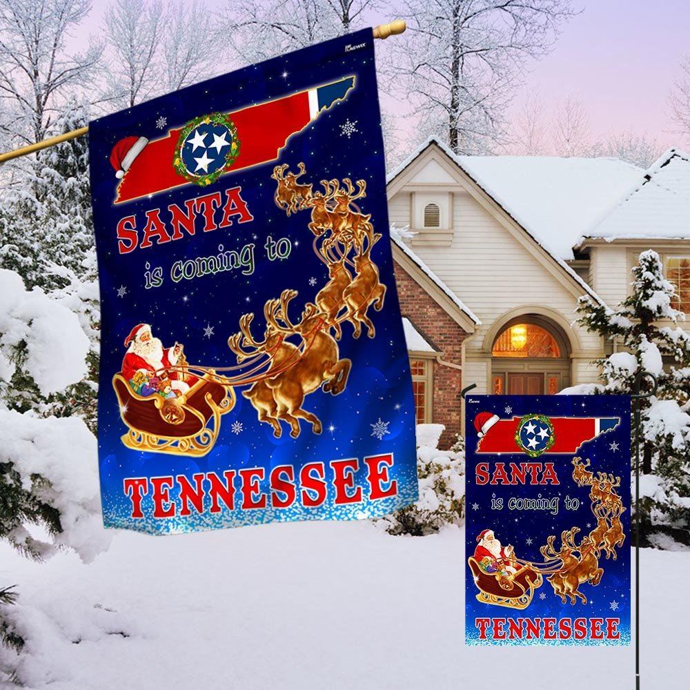 Tennessee Christmas Flag Santa Is Coming To Tennessee Flag, Christmas Garden Flag, Home Decor Accessories, Christmas Outdoor Decor Ideas