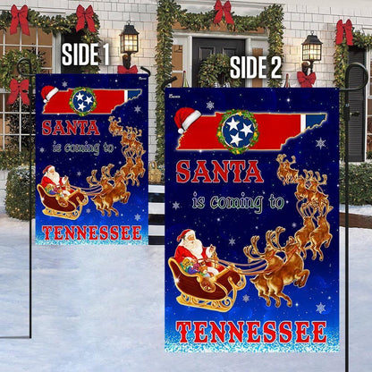 Tennessee Christmas Flag Santa Is Coming To Tennessee Flag, Christmas Garden Flag, Home Decor Accessories, Christmas Outdoor Decor Ideas