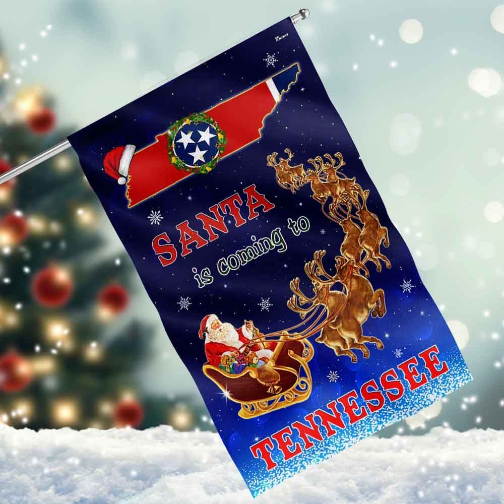 Tennessee Christmas Flag Santa Is Coming To Tennessee Flag, Christmas Garden Flag, Home Decor Accessories, Christmas Outdoor Decor Ideas