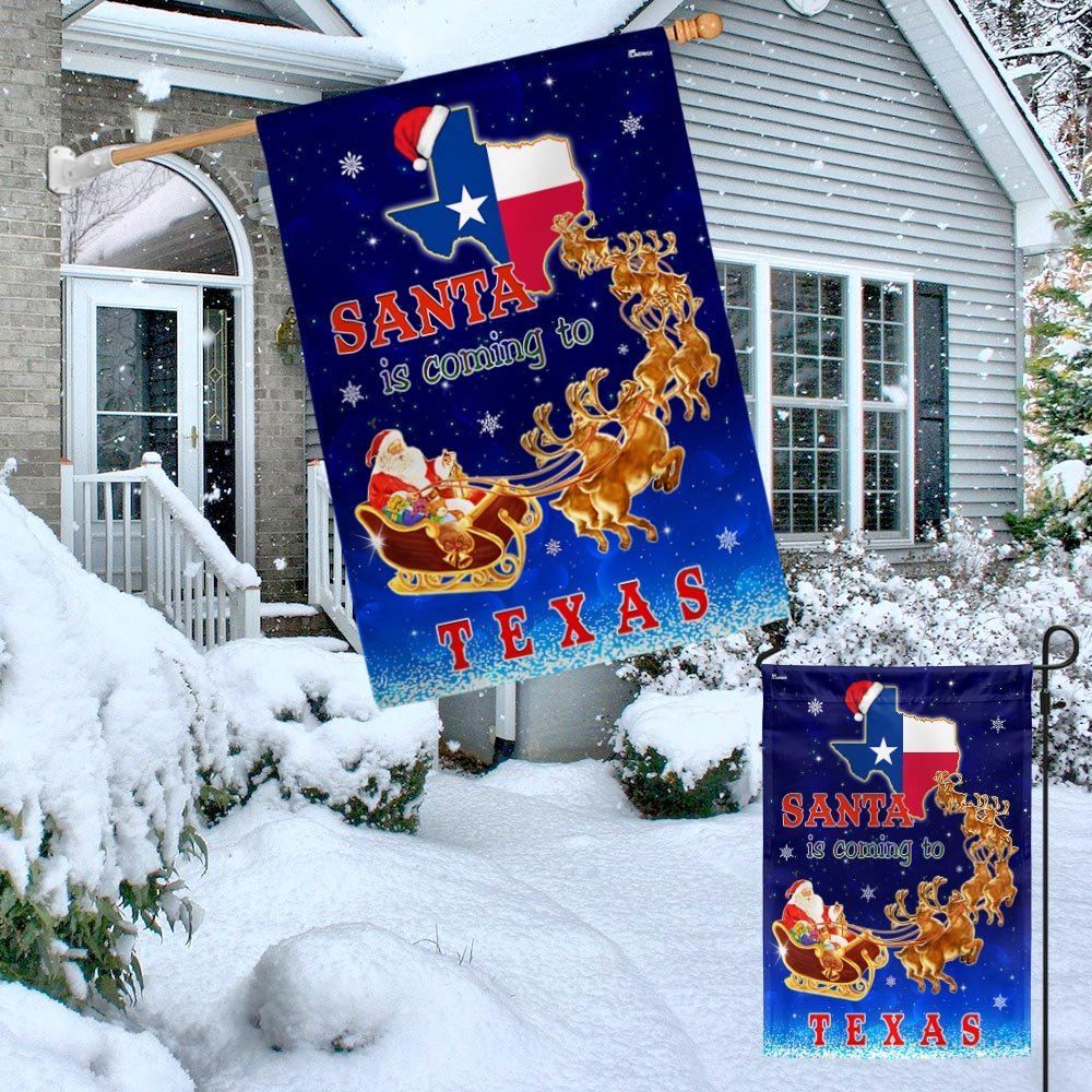 Texas Christmas Flag Santa Is Coming To Texas Flag, Christmas Garden Flag, Home Decor Accessories, Christmas Outdoor Decor Ideas