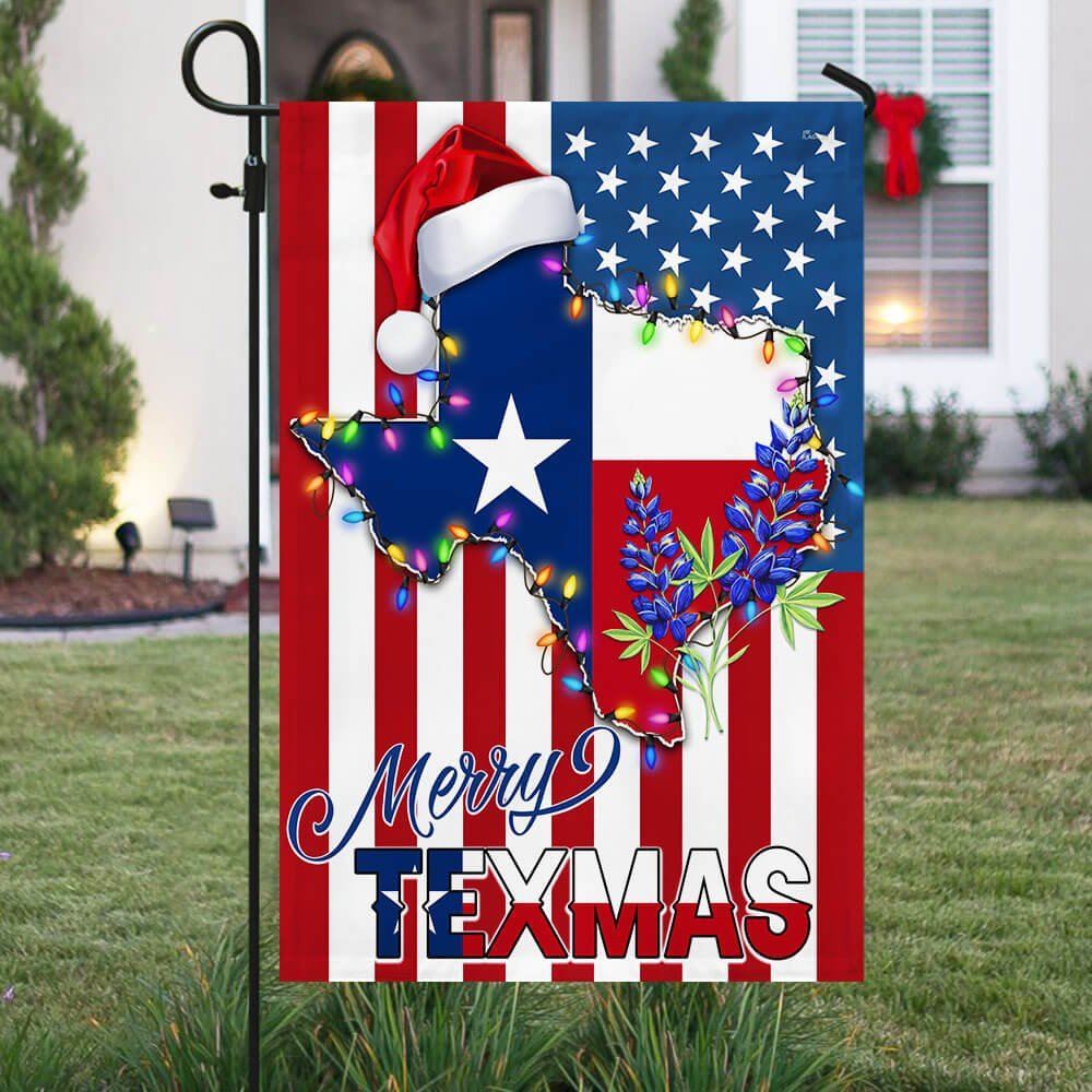 Texas Christmas State Merry Texmas Bluebonnet American Flag, Christmas Garden Flag, Home Decor Accessories, Christmas Outdoor Decor Ideas
