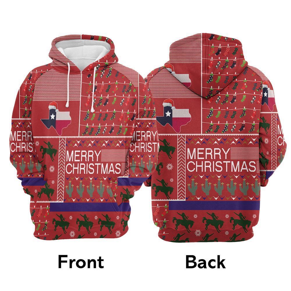 Texas Merry Christmas All Over Print 3D Hoodie For Men & Women, Christmas Hoodie Cute, Christmas Gift, Christmas Fashion