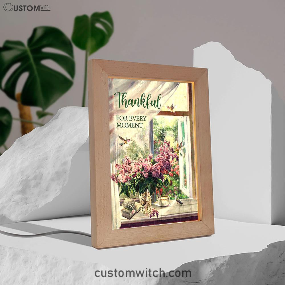 Thankful For Every Moment Lavender Peaceful Hummingbird Frame Lamp Print - Inspirational Frame Lamp Art - Christian Art Home Decor