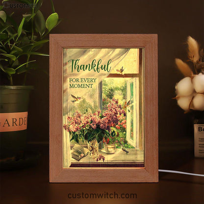 Thankful For Every Moment Lavender Peaceful Hummingbird Frame Lamp Print - Inspirational Frame Lamp Art - Christian Art Home Decor