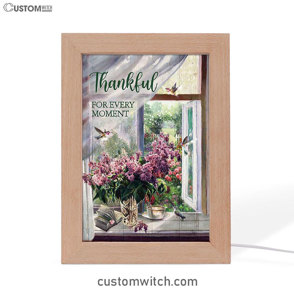 Thankful For Every Moment Lavender Peaceful Hummingbird Frame Lamp Print - Inspirational Frame Lamp Art - Christian Art Home Decor