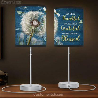 Thankful Graceful Blessed Dandelion Large Table Lamb - Christian Table Lamb Prints - Religious Table Lamb Art