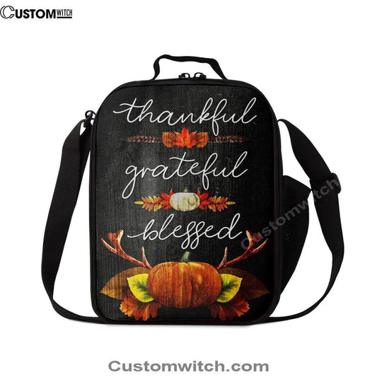 Thankful Grateful Blessed Christian Thanksgiving Lunch Bag For Men And Women, Spiritual Christian Lunch Box For School, Work