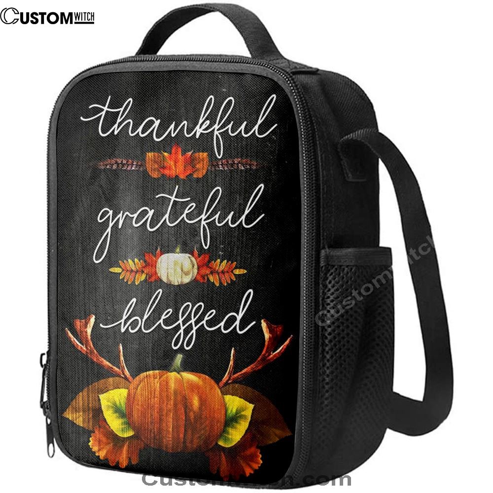 Thankful Grateful Blessed Christian Thanksgiving Lunch Bag For Men And Women, Spiritual Christian Lunch Box For School, Work