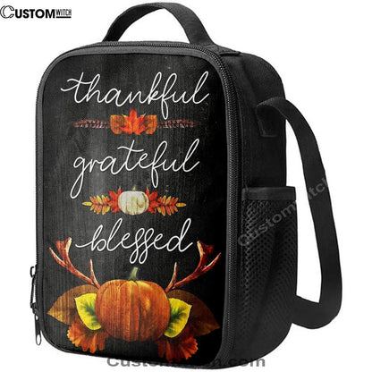 Thankful Grateful Blessed Christian Thanksgiving Lunch Bag For Men And Women, Spiritual Christian Lunch Box For School, Work